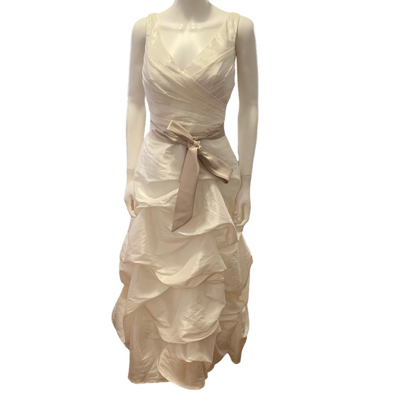 Bill Levkoff Dresses & Skirts - Bill Levkoff White Ruffle Tiered Sleeveless Maxi Wedding Dress * STAINED! * 8